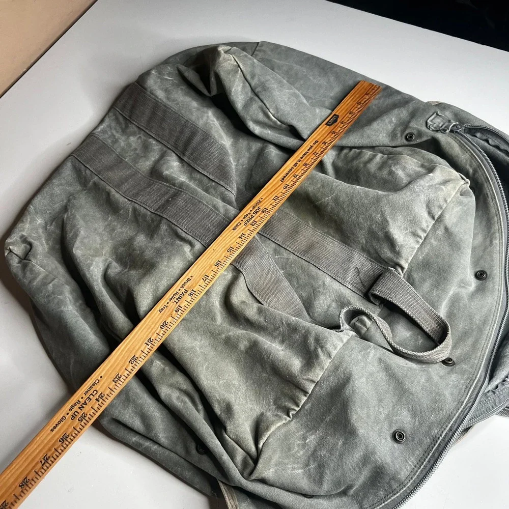 Vintage Waxed Canvas Flight Bag Military‎ Style Duffel Olive Drab Large Utility